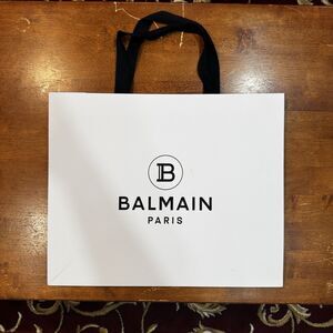 Balmain White Large Paper Gift Bag Shopping *Empty* Tote "16.5 x 13.5 x 5.5"